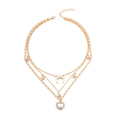 Collier de mode Multi couche, alliage de zinc, avec Acrylique, Placage, trois couches & bijoux de mode & pour femme & avec strass, Vendu par PC