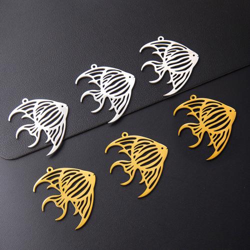 Stainless Steel Hollow Pendant, 304 Stainless Steel, Fish, plated, DIY 