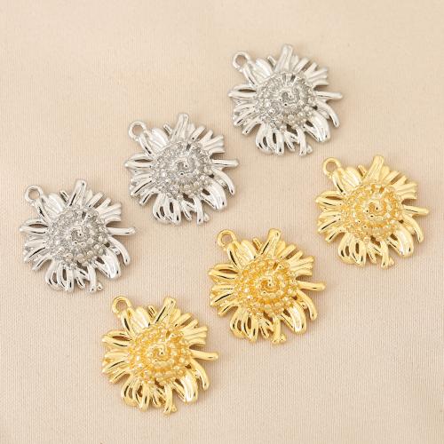 Cubic Zirconia Micro Pave Brass Pendant, Flower, plated, DIY & micro pave cubic zirconia 