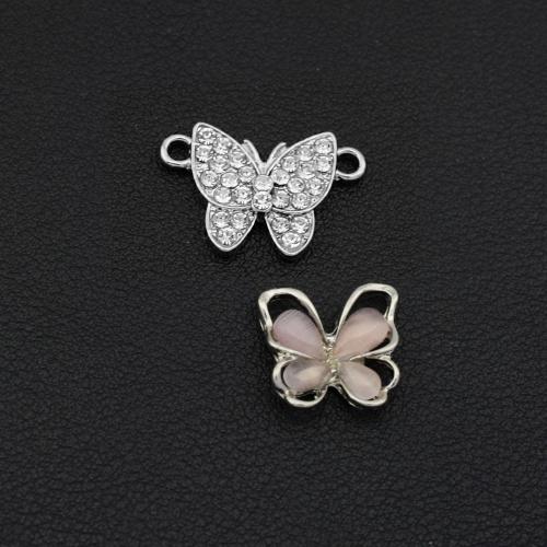 Animal Zinc Alloy Connector, Butterfly, plated, DIY & with rhinestone 