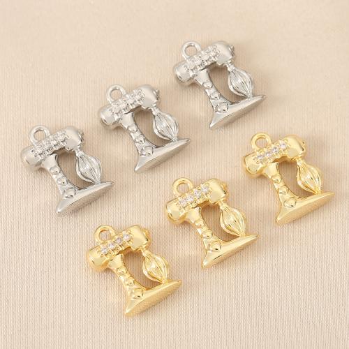 Cubic Zirconia Micro Pave Brass Pendant, plated, DIY & micro pave cubic zirconia 