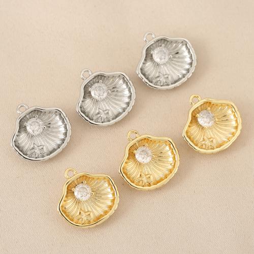 Cubic Zirconia Micro Pave Brass Pendant, Shell, Shell, plated, DIY & micro pave cubic zirconia 