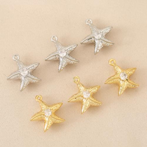Cubic Zirconia Micro Pave Brass Pendant, Star, plated, DIY & micro pave cubic zirconia 