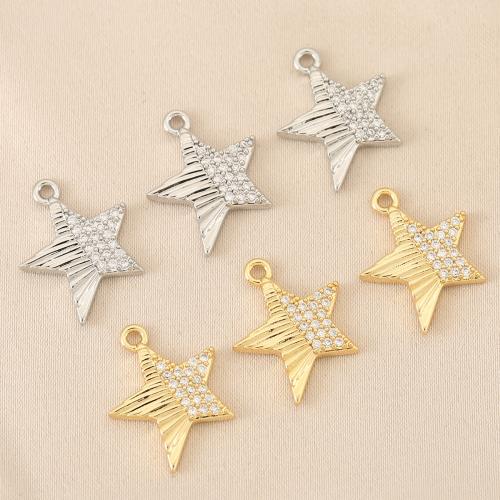 Cubic Zirconia Micro Pave Brass Pendant, Star, plated, DIY & micro pave cubic zirconia 