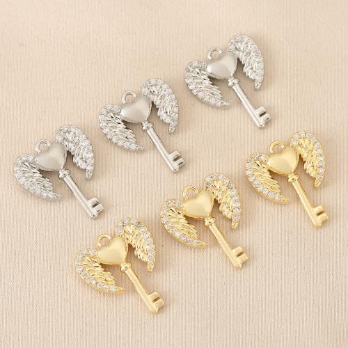Cubic Zirconia Micro Pave Brass Pendant, plated, DIY & micro pave cubic zirconia 