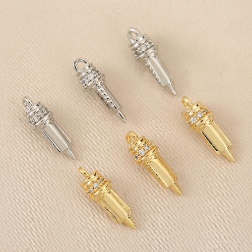 Cubic Zirconia Micro Pave Brass Pendant, Conical, plated, DIY & micro pave cubic zirconia 