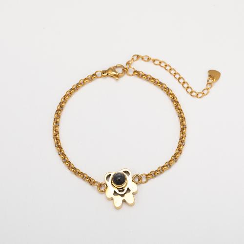Titanium Steel Miniature Projection Bracelet, Claw, gold color plated, fashion jewelry & Unisex Approx 8.3 Inch 