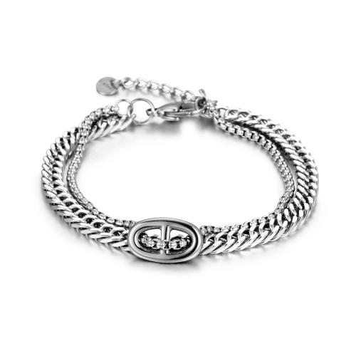 Titanium Steel Bracelet, polished, Double Layer & fashion jewelry & Unisex original color 