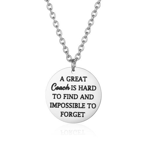Acier titane collier, Plat rond, poli, unisexe & avec le motif de lettre, couleur originale Environ 23.6 pouce, Vendu par PC