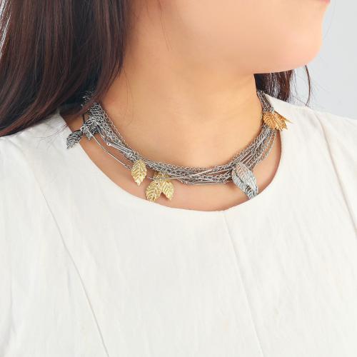 Collier de mode Multi couche, alliage de zinc, Placage de couleur d'or, bijoux de mode, plus de couleurs à choisir, Vendu par PC