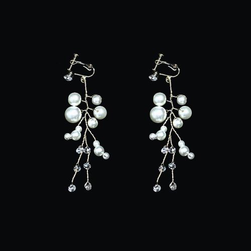 Zinc Alloy Drop Earring, with brass wire & Plastic Pearl, handmade, fashion jewelry & for woman, golden 