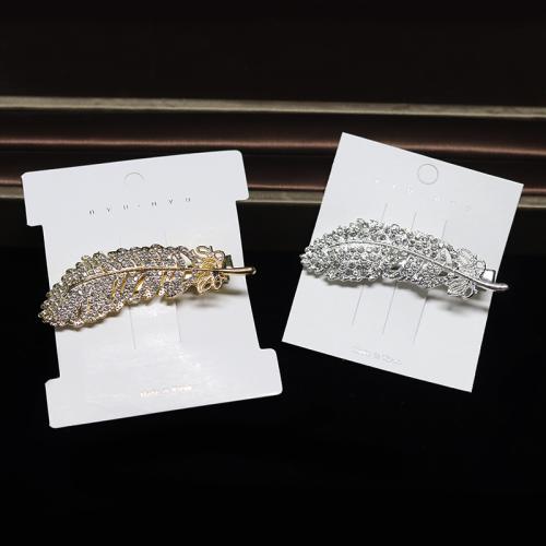 Alligator Hair Clip, Zinc Alloy, Leaf, fashion jewelry & for woman & with rhinestone 