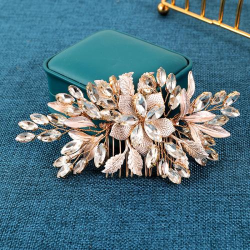 Bridal Decorative Hair Comb, Zinc Alloy, with brass wire & Crystal, handmade, fashion jewelry & for woman 