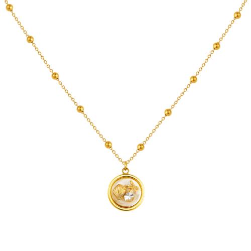 Collar de Acero Inoxidable, acero inoxidable 304, con resina, chapado, Joyería & para mujer, dorado, Vendido por UD