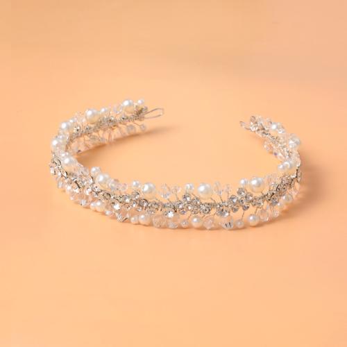 Bridal Hair Band, Zinc Alloy, with brass wire & Crystal & Plastic Pearl, handmade, fashion jewelry & for woman & with rhinestone, silver color 