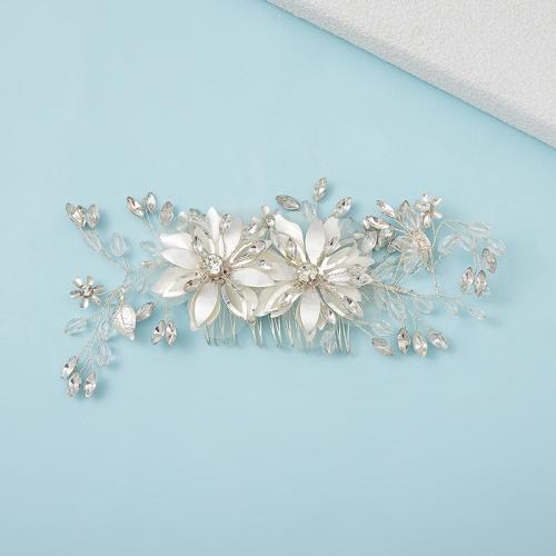 Bridal Decorative Hair Comb, Zinc Alloy, with Gauze & brass wire & Crystal & Rhinestone, handmade, fashion jewelry & for woman 