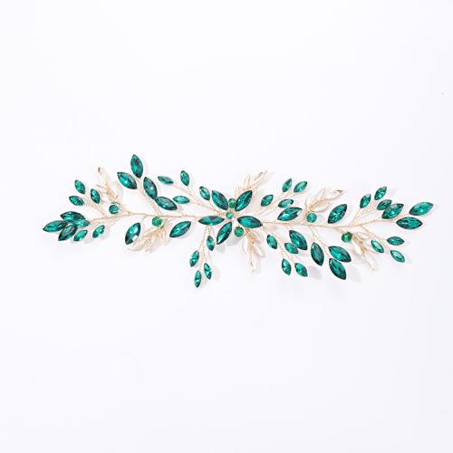 Bridal Hair Flowers, Zinc Alloy, with brass wire & Crystal, handmade, fashion jewelry & for woman, green 