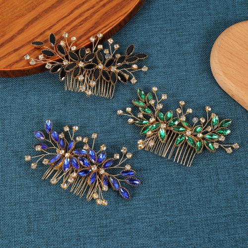 Bridal Decorative Hair Comb, Zinc Alloy, with brass wire & Crystal, handmade, fashion jewelry & for woman & with rhinestone 