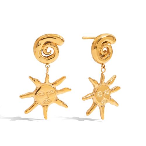 Boucle d'oreille goutte inox, Acier inoxydable 304, Placage, bijoux de mode & pour femme & creux, doré, Vendu par paire