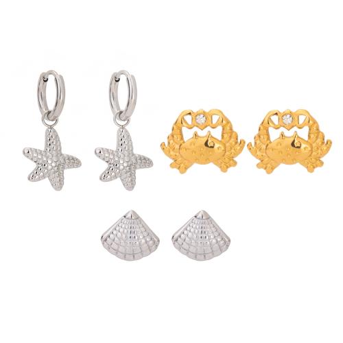 Boucle d'oreille goutte inox, Acier inoxydable 304, Placage, trois pièces & bijoux de mode & pour femme, multicolore, Vendu par fixé