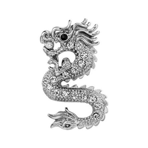 亜鉛合金宝石のブローチ, 亜鉛合金, 龍, メッキ, 男性用 & ライン石のある, 無色 売り手 パソコン