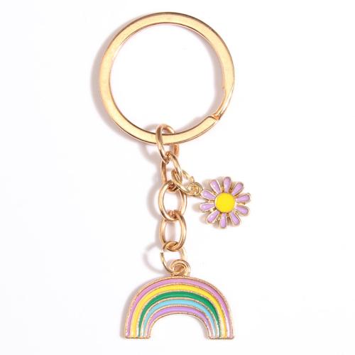 porte-clés en Alliage de Zinc  d'émail, Arc en ciel, Placage de couleur d'or, unisexe & styles différents pour le choix Vendu par PC
