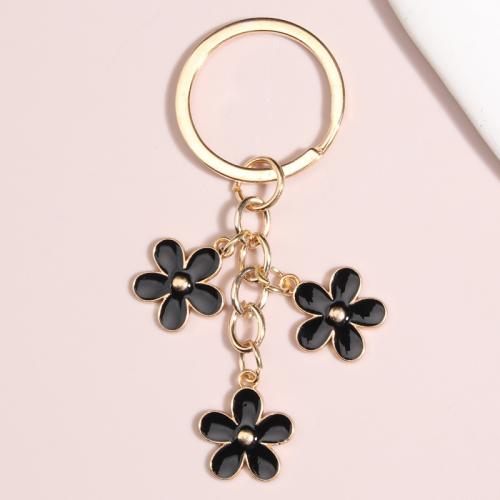 porte-clés en Alliage de Zinc  d'émail, fleur, Placage de couleur d'or, unisexe, plus de couleurs à choisir Vendu par PC