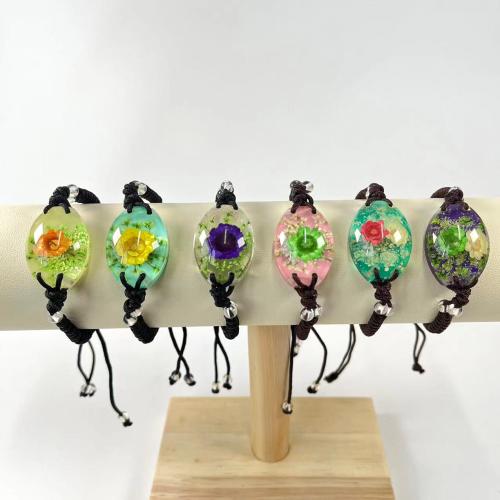 Resin Bracelet, with Dried Flower & Polyester Cord, Unisex & luminated Approx 6-10 Inch 