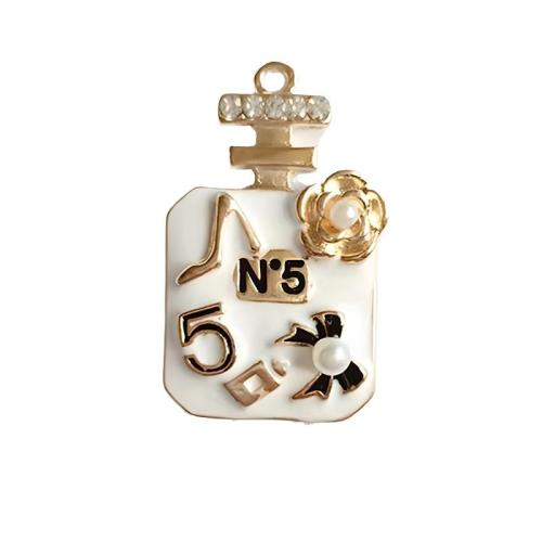 Zinc Alloy Enamel Pendants, with Plastic Pearl, Perfume Bottle, gold color plated, DIY & with rhinestone 