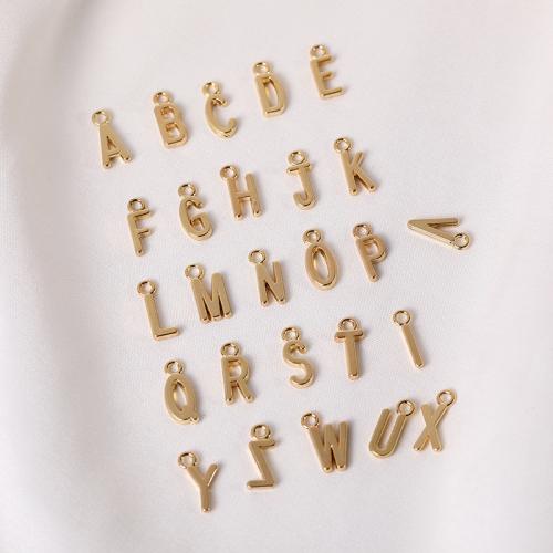 Pendentif alphabet en zinc, alliage de zinc, Lettre d’alphabet, Placage de couleur d'or, DIY & styles différents pour le choix Vendu par PC
