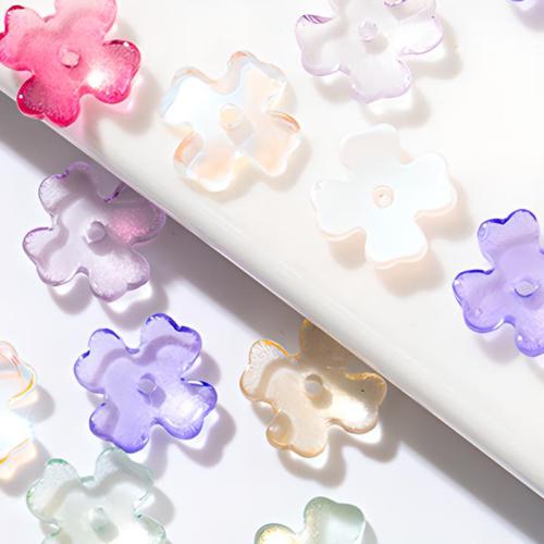 Plattierte Lampwork Perlen, Blume, DIY, gemischte Farben, 9.5mm, 100PCs/Tasche, verkauft von Tasche