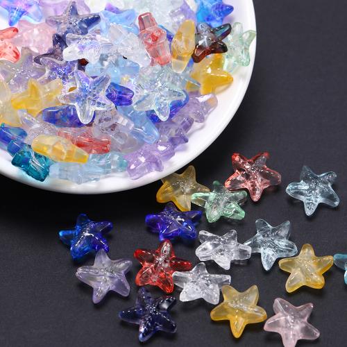 Plated Lampwork Beads, Starfish, random style & DIY, mixed colors, 14mm 