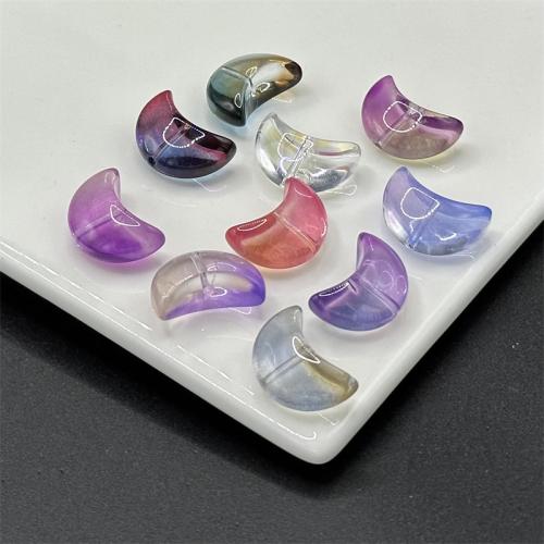 Plated Lampwork Beads, Moon, DIY Random Color 
