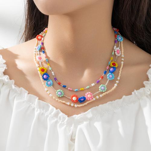 Glas Samenkorne Halskette, Verkupferter Kunststoff, mit Seedbead, Modeschmuck, keine, verkauft von setzen[