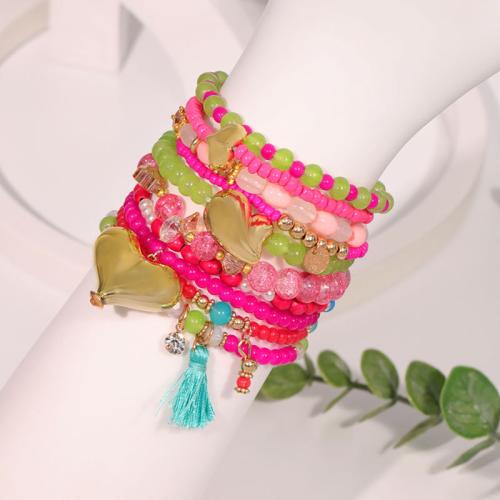 Laine cordon Bracelet, plastique revêtu de cuivre, avec verre & alliage de zinc, bijoux de mode, plus de couleurs à choisir é, Vendu par fixé