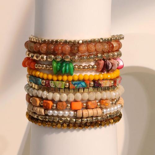 Laine cordon Bracelet, plastique revêtu de cuivre, avec Pierre naturelle & perle de plastique, bijoux de mode, plus de couleurs à choisir é, Vendu par fixé