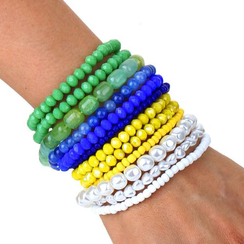 Laine cordon Bracelet, perle de plastique, avec verre, bijoux de mode, plus de couleurs à choisir é, Vendu par fixé