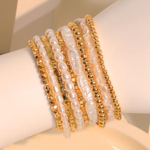 Laine cordon Bracelet, perle de plastique, avec plastique revêtu de cuivre, bijoux de mode, plus de couleurs à choisir é, Vendu par fixé