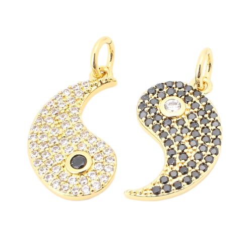 Cubic Zirconia Micro Pave Brass Pendant, gold color plated, DIY & micro pave cubic zirconia 