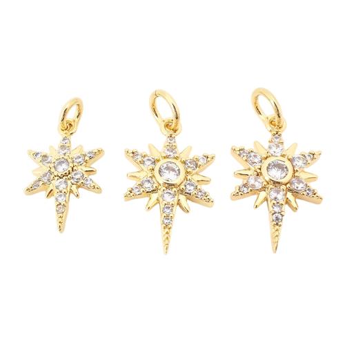 Cubic Zirconia Micro Pave Brass Pendant, DIY & micro pave cubic zirconia, golden 