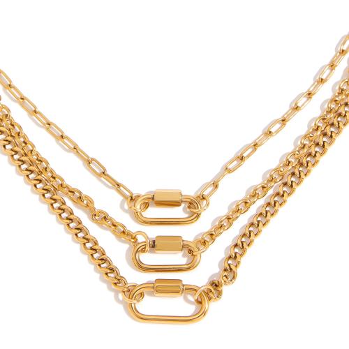 Collier de bijoux en acier inoxydable, Acier inoxydable 304, Placage, bijoux de mode & styles différents pour le choix & pour femme, doré, Vendu par PC