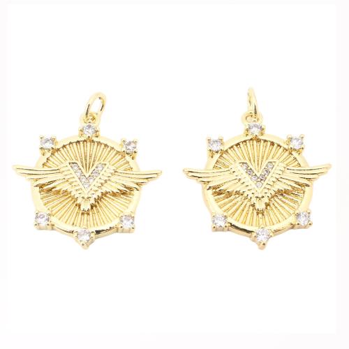 Cubic Zirconia Micro Pave Brass Pendant, DIY & micro pave cubic zirconia, golden 