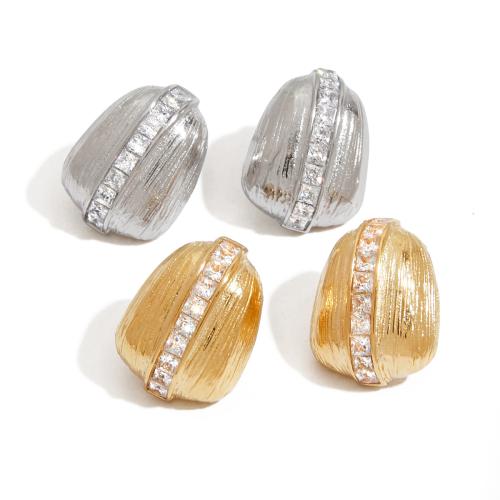 Stainless Steel Rhinestone Stud Earring, 304 Stainless Steel, with Cubic Zirconia, plated, fashion jewelry & for woman 