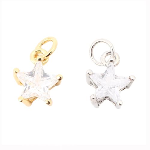 Cubic Zirconia Micro Pave Brass Pendant, Star, DIY & micro pave cubic zirconia 