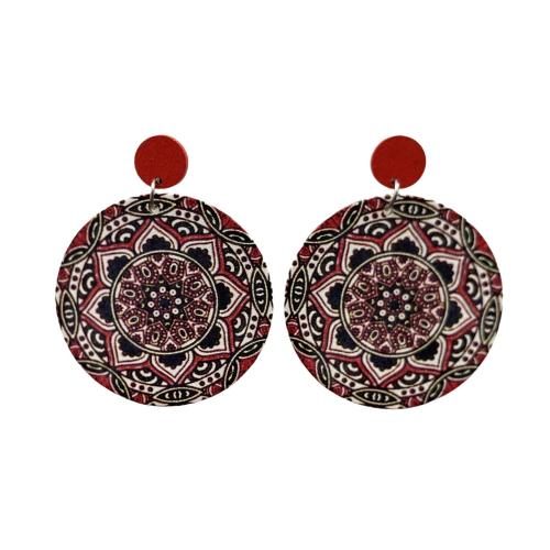 Boucle d'oreille en bois, fer, avec bois, vernis au four, bijoux de mode & pour femme, plus de couleurs à choisir, Vendu par paire