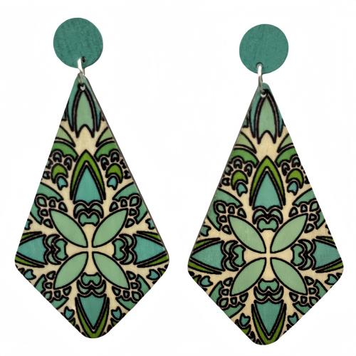 Boucle d'oreille en bois, fer, avec bois, vernis au four, bijoux de mode & pour femme, plus de couleurs à choisir, Vendu par paire