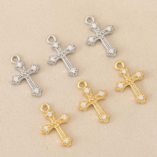 Cubic Zirconia Micro Pave Brass Pendant, Cross, plated, DIY & micro pave cubic zirconia 