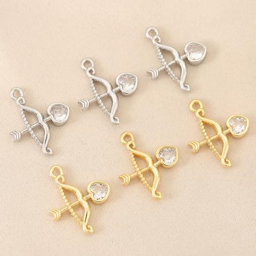 Cubic Zirconia Micro Pave Brass Pendant, Arrow, plated, DIY & micro pave cubic zirconia 