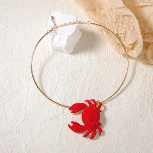 Collier de vetement, alliage de zinc, crabe, Placage de couleur d'or, bijoux de mode, couleurs mélangées, Vendu par PC