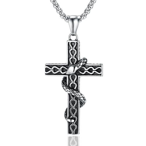 Titanium Steel Pendants, Wrapped Cross, polished, vintage & DIY, original color 